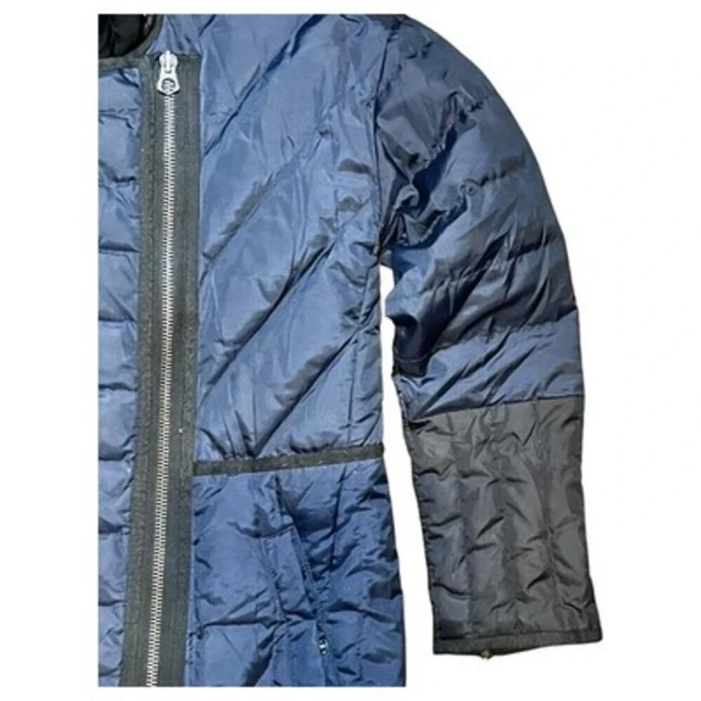 Madewell Womens XS Quilted Down Puffer Coat-Dark‎ Navy & Black Asymmetrical Zip - Picture 8 of 15